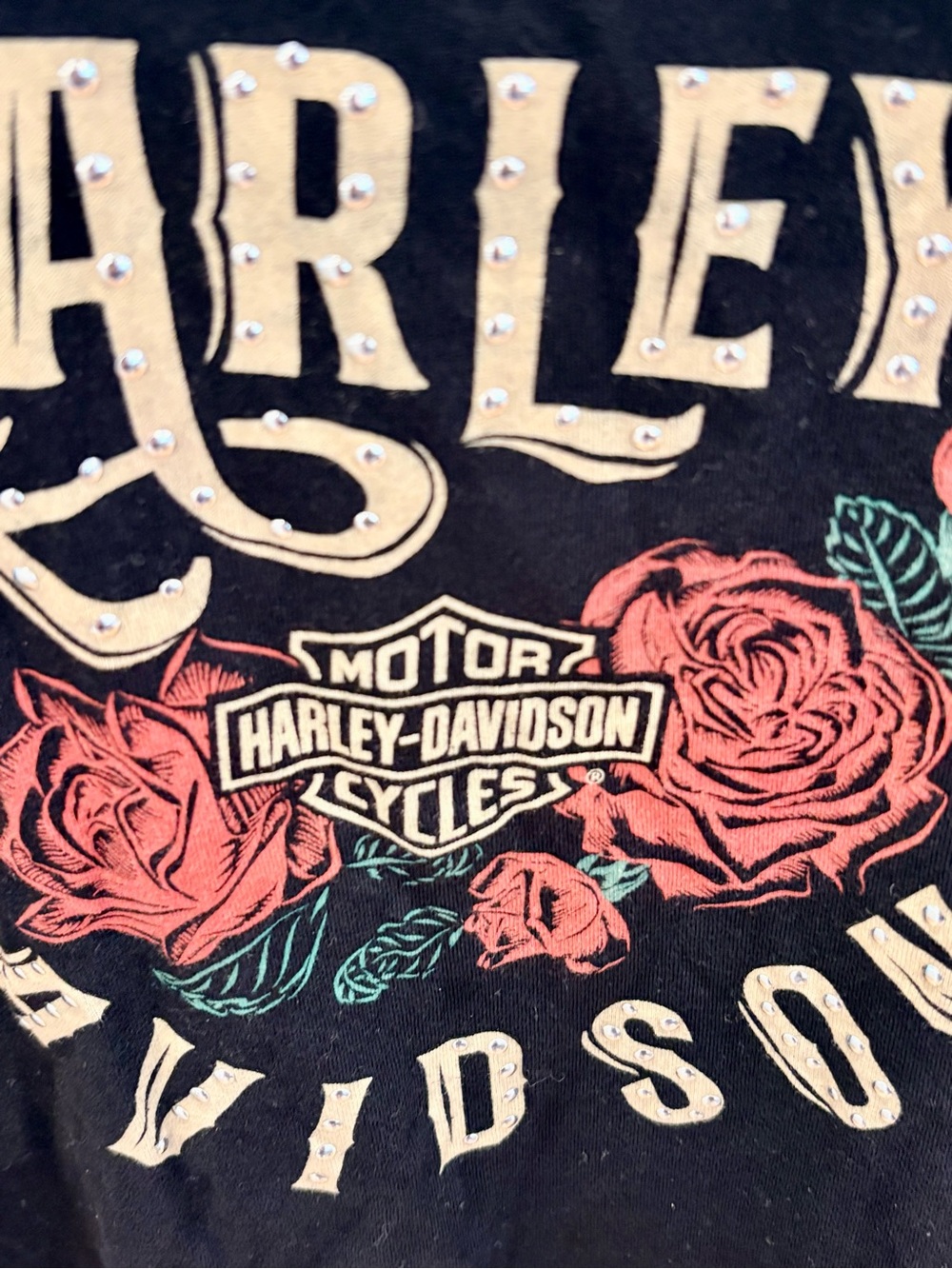 Harley-Davidson Black Tank with Red Rose Graphic